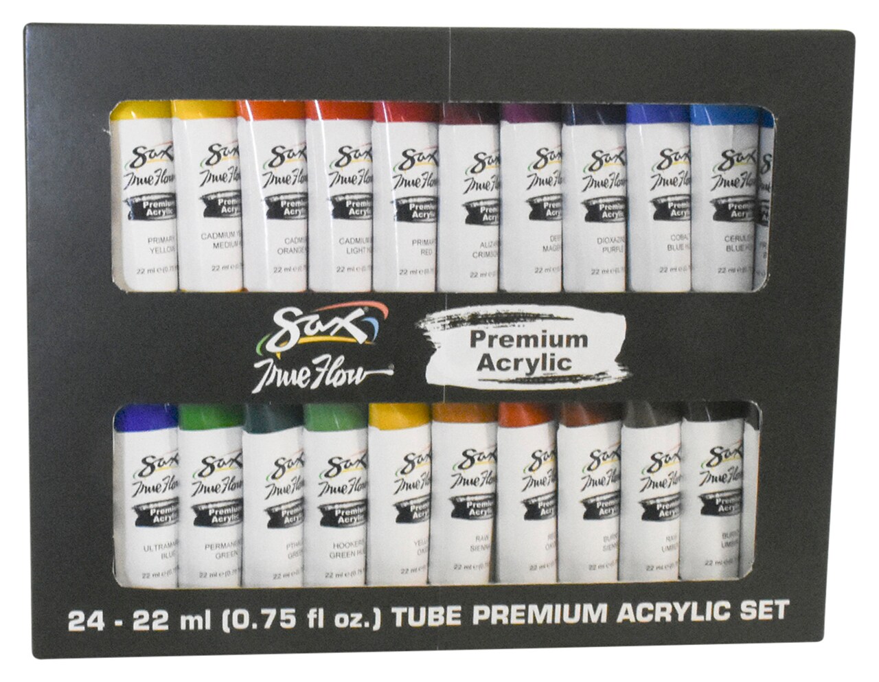 Sax Premium Acrylic Paint, Assorted Colors, 0.75 Ounce Tubes, Set of 24
